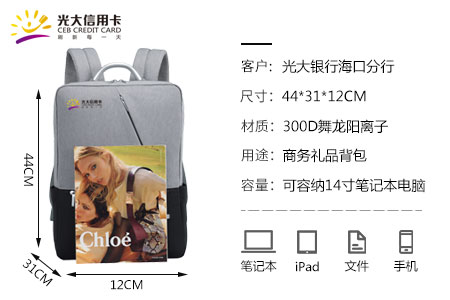 光大信用卡禮品雙肩包尺寸展示