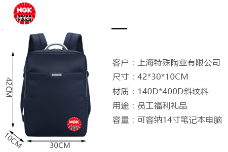 上海特殊陶業定制員工福利雙肩電腦背包