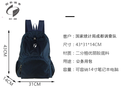 國(guó)家統(tǒng)計(jì)局成都調(diào)查隊(duì)定制多用折疊背包