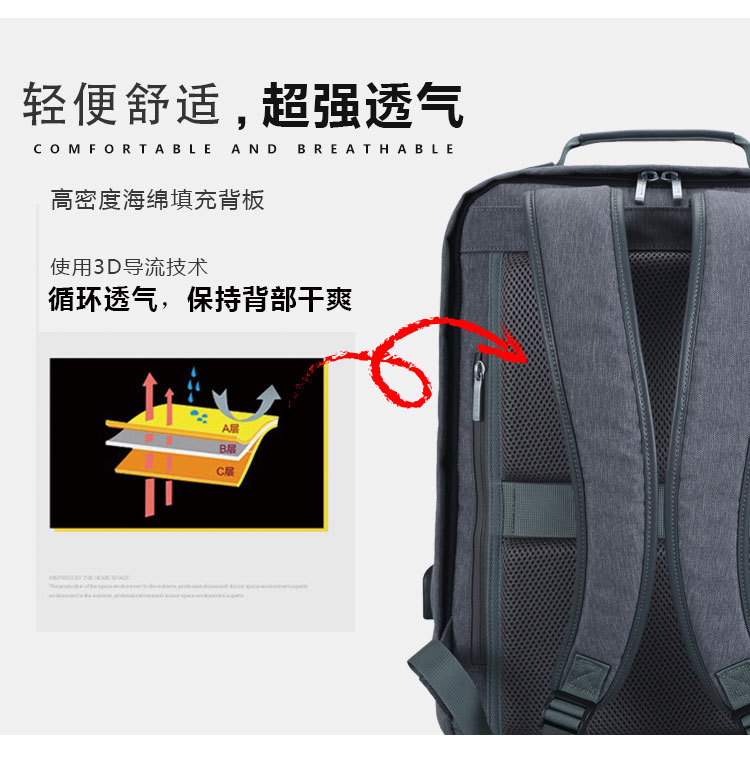 Apollo dream商務休閑可充電USB雙肩背包定制