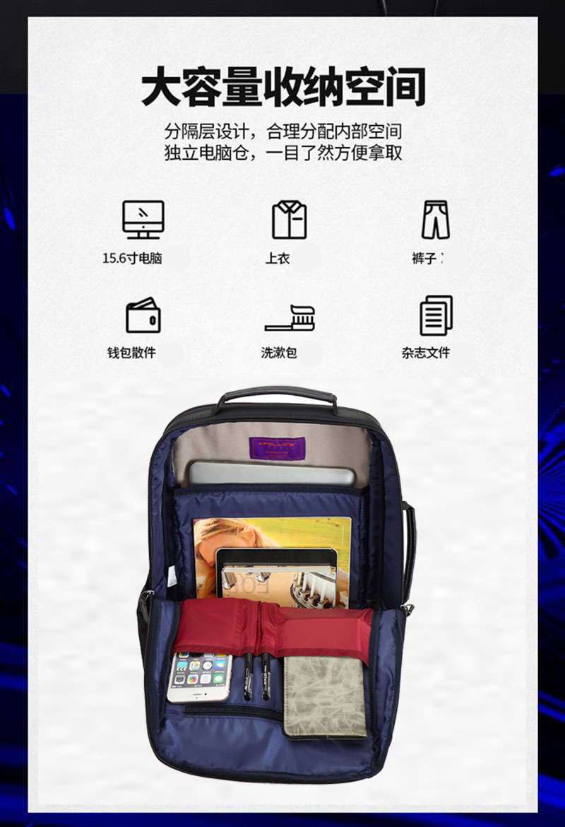 質(zhì)感高檔多功能商務(wù)雙肩電腦包定制