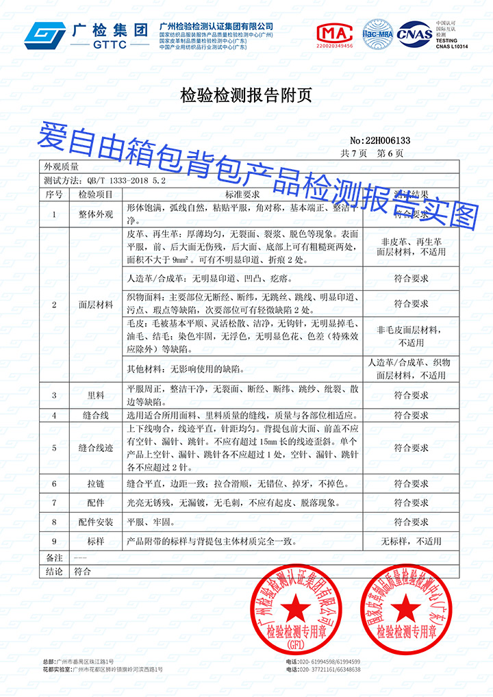 背提包檢測之有害物質限量檢測