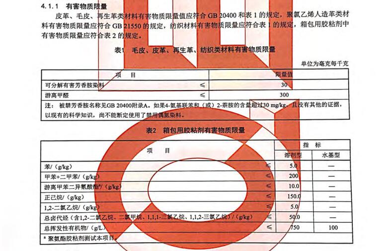 背提包檢測之有害物質限量檢測